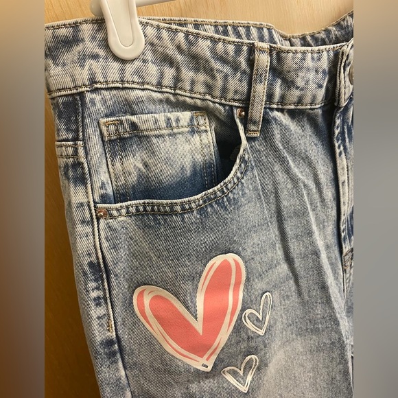 Floral & Heart Print Straight Leg Jeans - Picture 2 of 5